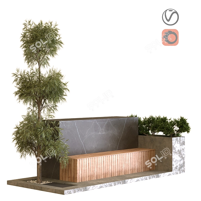 Eco-Friendly Garden Bench Set 3D model image 1