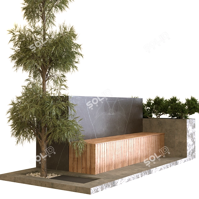 Eco-Friendly Garden Bench Set 3D model image 3