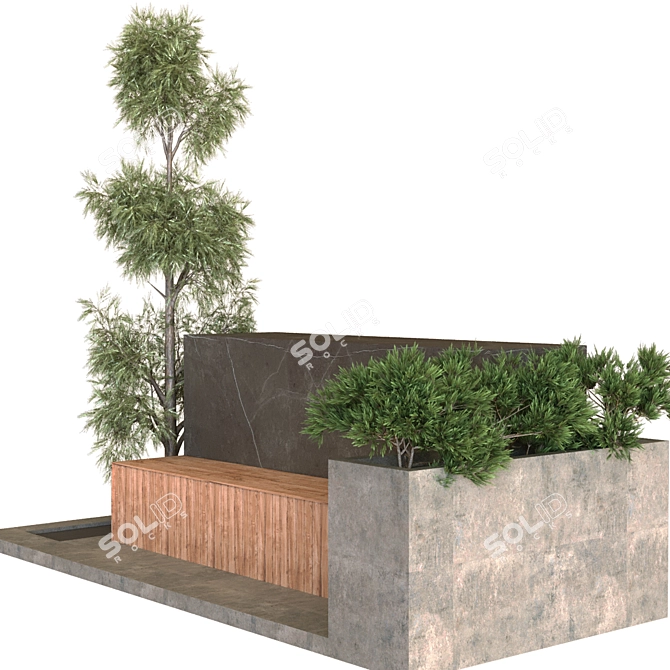 Eco-Friendly Garden Bench Set 3D model image 4