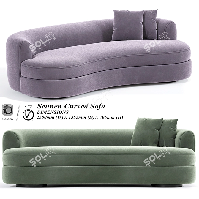 Modern Curved Sofa: Sennen 3D model image 1