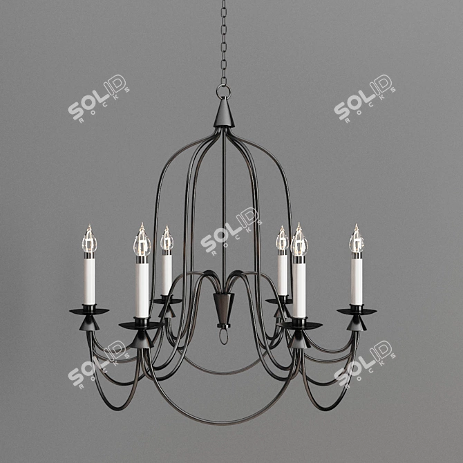 Elegant Metal and Glass Pendant Light 3D model image 1