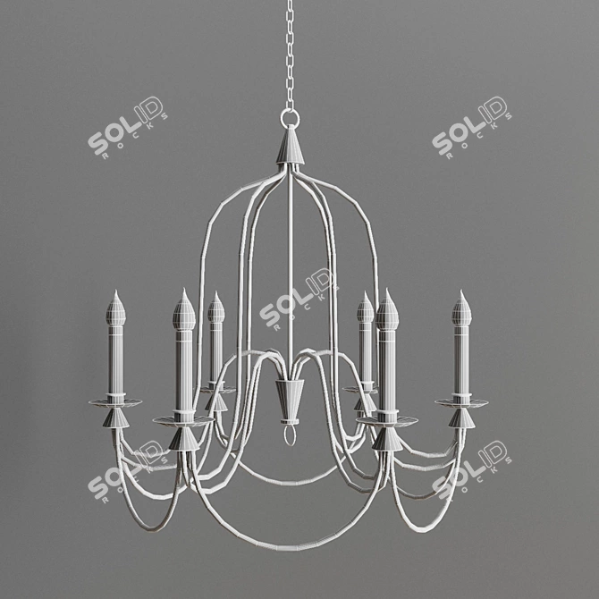 Elegant Metal and Glass Pendant Light 3D model image 2