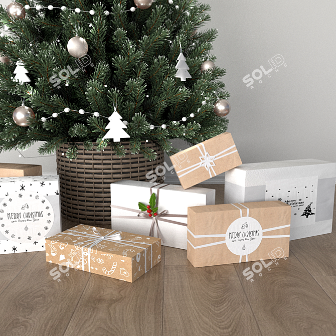 Festive 3D Christmas Tree 3D model image 2