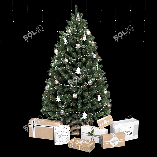 Festive 3D Christmas Tree 3D model image 4