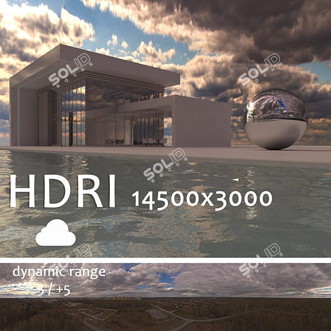 Aerial HDRI with Poolside Home 3D model image 1