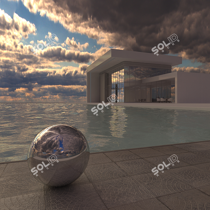 Aerial HDRI with Poolside Home 3D model image 2