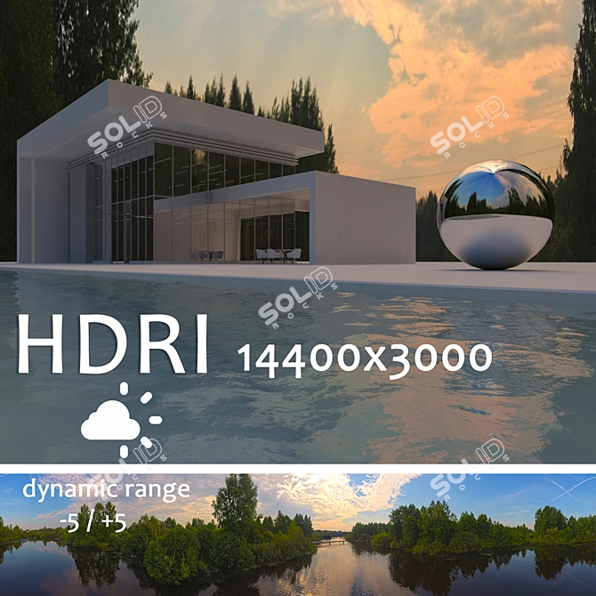 Aerial HDRI Map: Pool House Illumination 3D model image 1