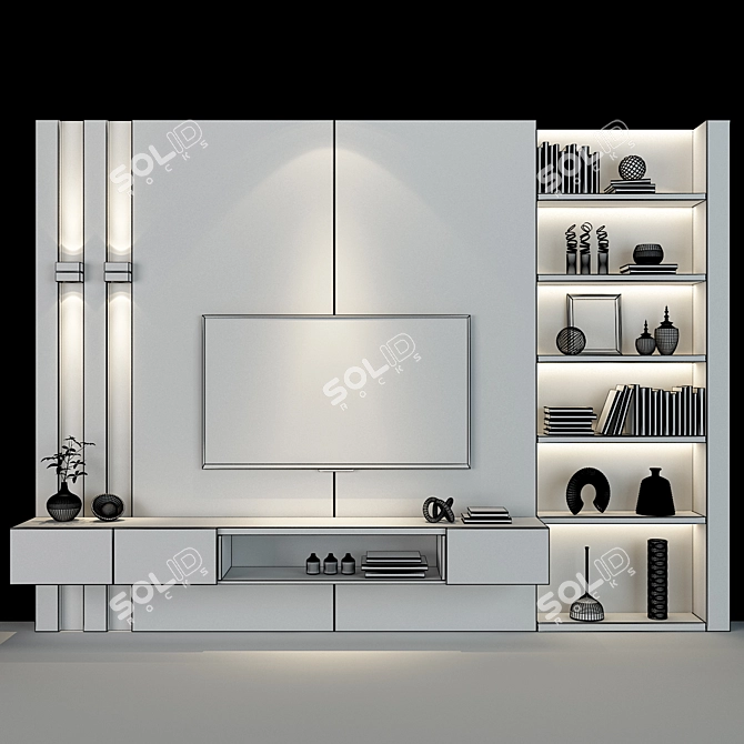 Stylish TV Shelf 0259 - Organize your Entertainment Area 3D model image 3