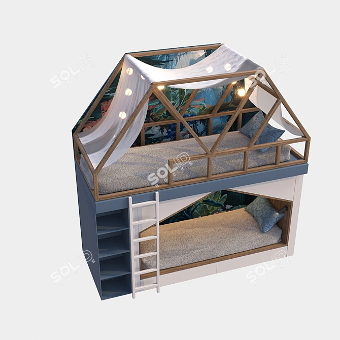 Little Prince Style Kids Bunk Bed 3D model image 2