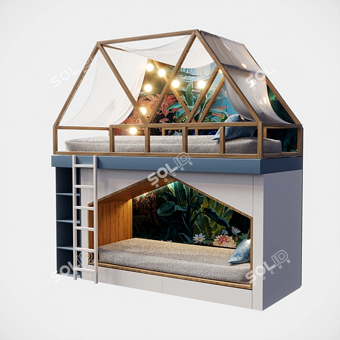 Little Prince Style Kids Bunk Bed 3D model image 3