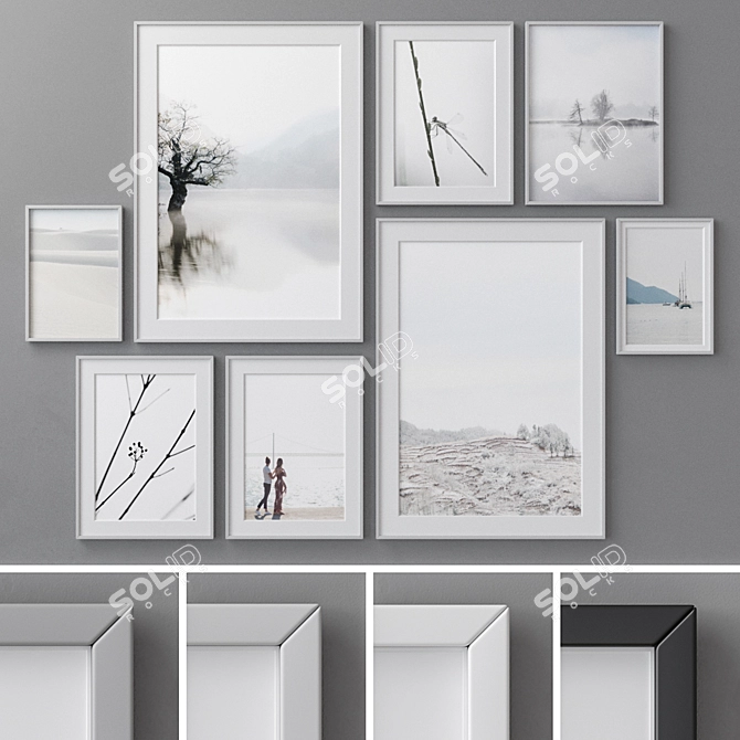 Modern Abstract Photo Frames Set 3D model image 1