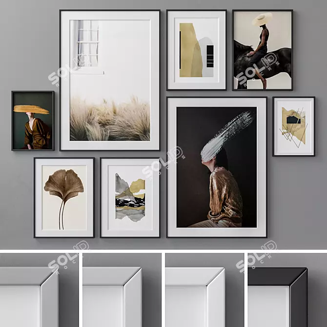 Modern Abstract Photo Frames Set 3D model image 1