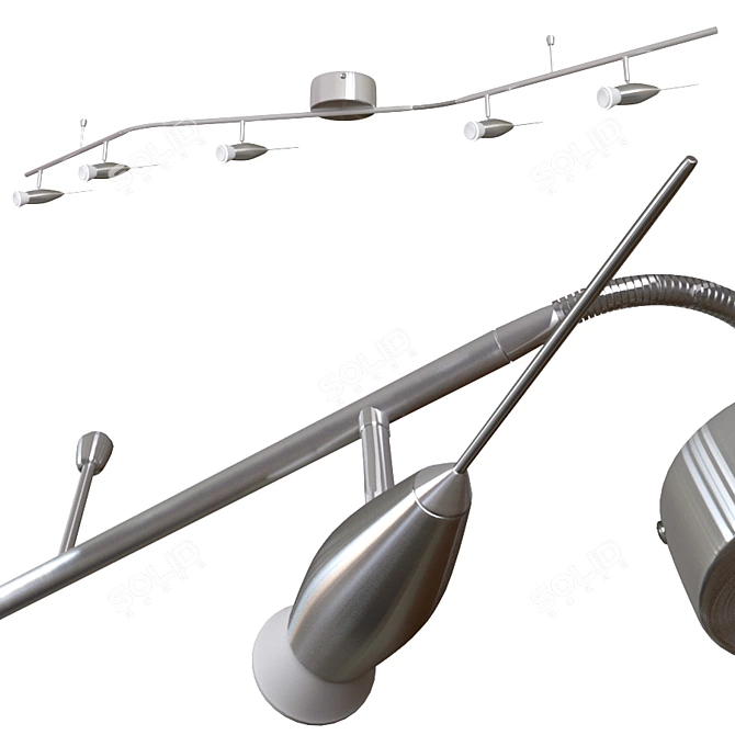 Sleek Nickel Ceiling Rail 3D model image 1