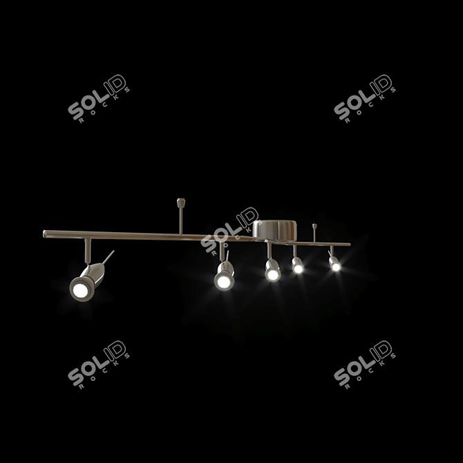 Sleek Nickel Ceiling Rail 3D model image 2