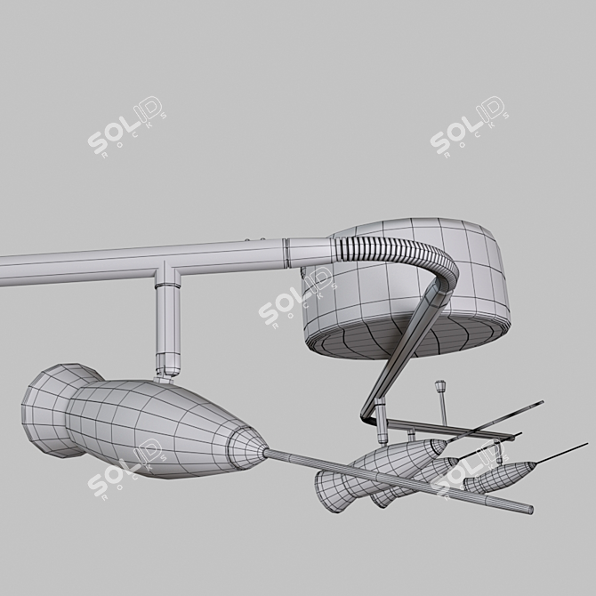 Sleek Nickel Ceiling Rail 3D model image 3