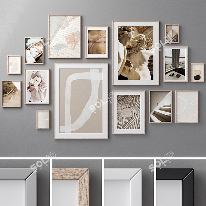 Abstract Modern Art Frame Set 3D model image 1