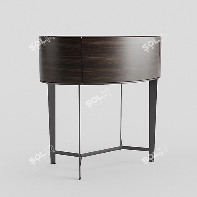 Geometric Black Oak Accent Table 3D model image 3