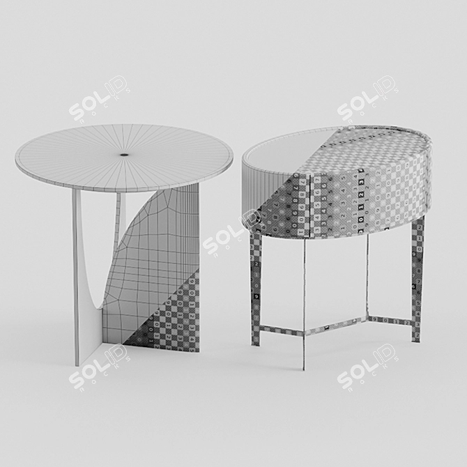 Geometric Black Oak Accent Table 3D model image 4