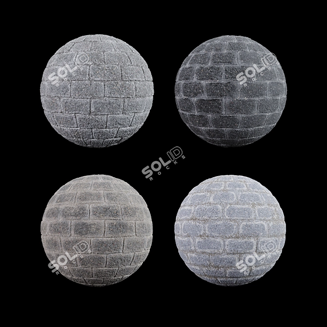 Split Cement Brick Tiles (4 Variations) 3D model image 2
