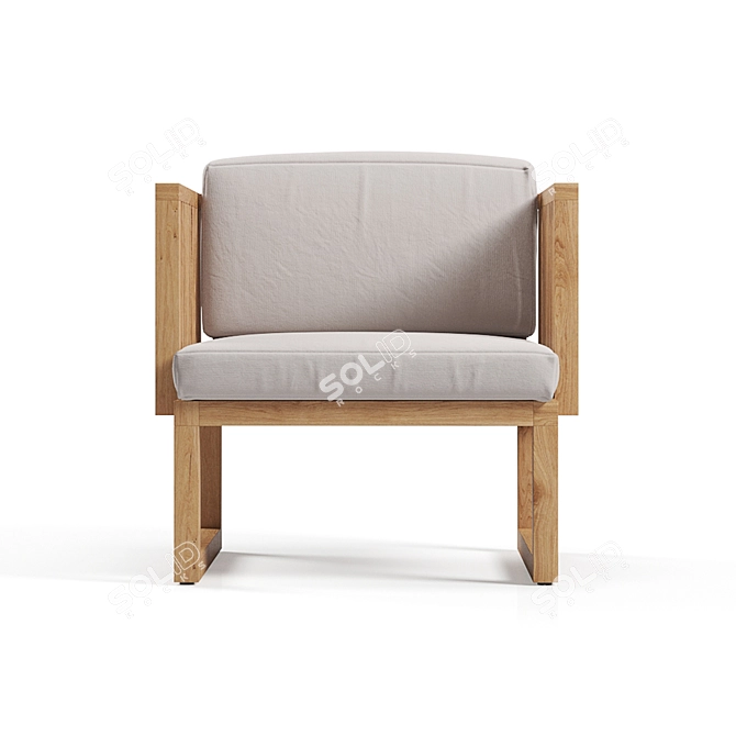 Modern Outdoor Wooden Chair 3D model image 4