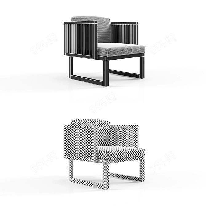 Modern Outdoor Wooden Chair 3D model image 5