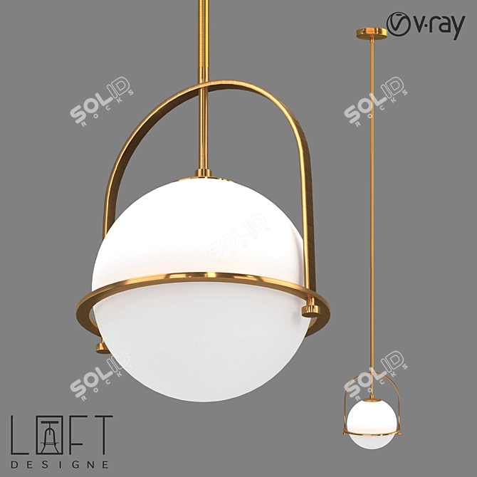 Suspended Glass and Metal Loft Light 3D model image 1