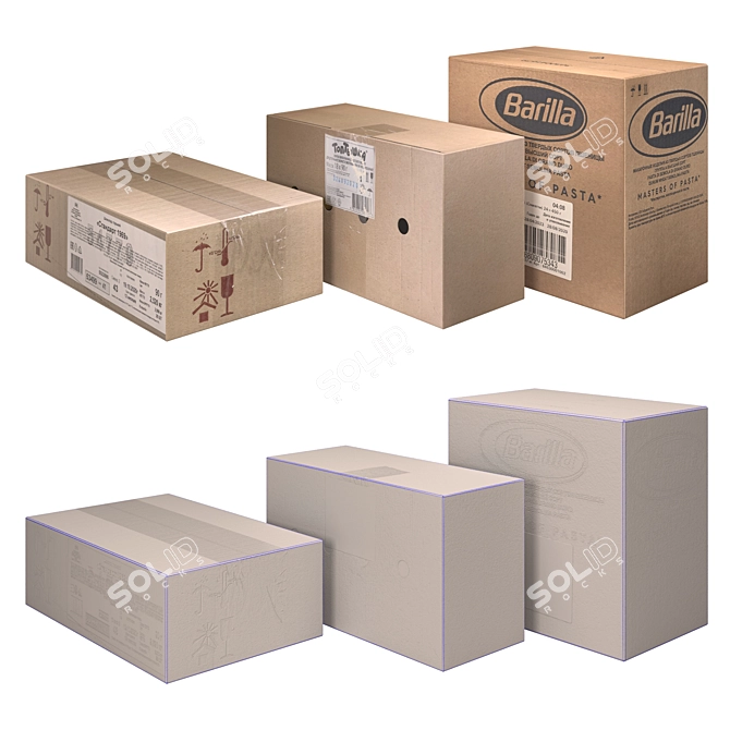 Low Poly Cardboard Boxes (3 pack) 3D model image 2