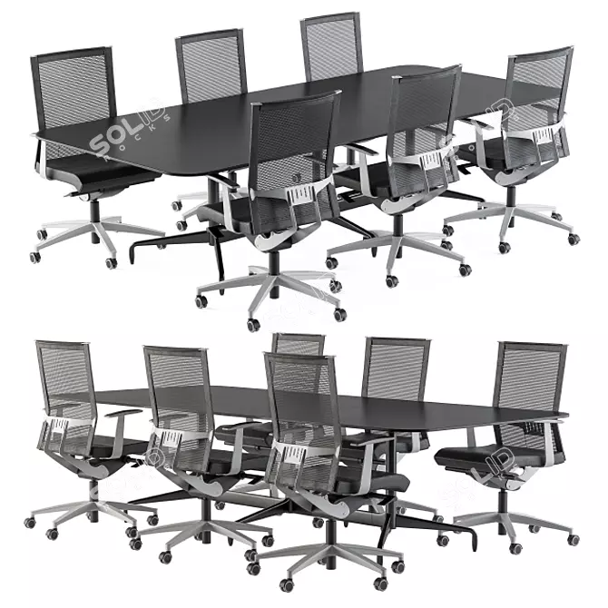 Workplace Bundle: Meeting Table & Office Chair 3D model image 1