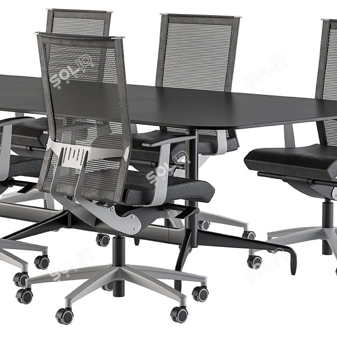 Workplace Bundle: Meeting Table & Office Chair 3D model image 2