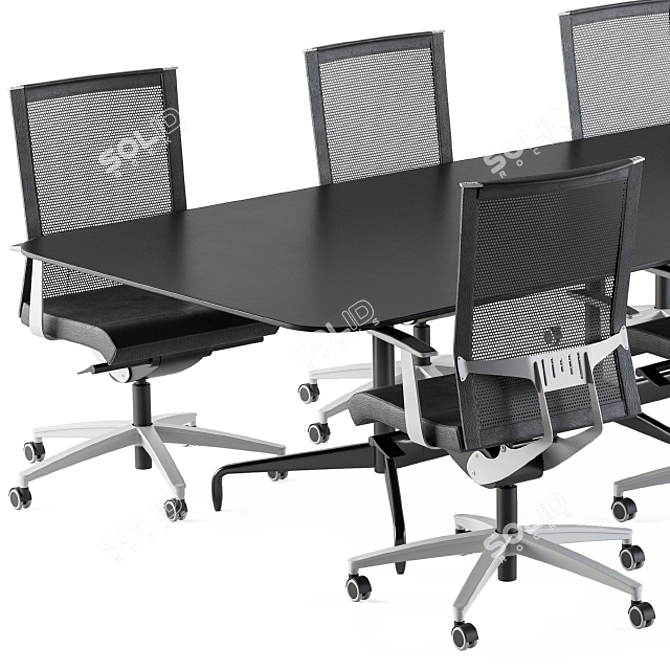 Workplace Bundle: Meeting Table & Office Chair 3D model image 3