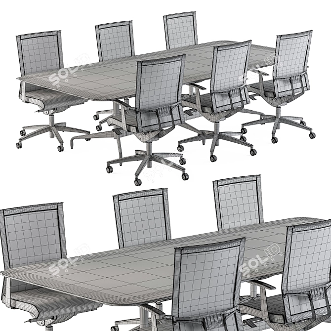 Workplace Bundle: Meeting Table & Office Chair 3D model image 4