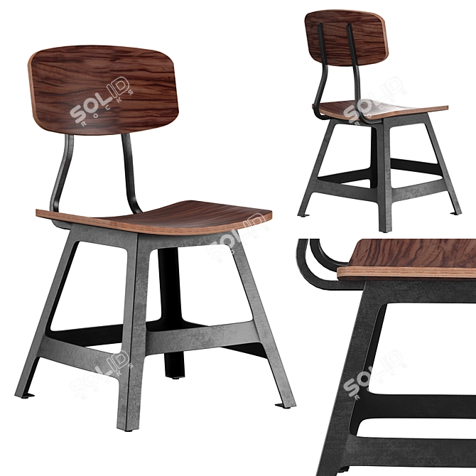 Industrial Steel Work Chair 3D model image 1