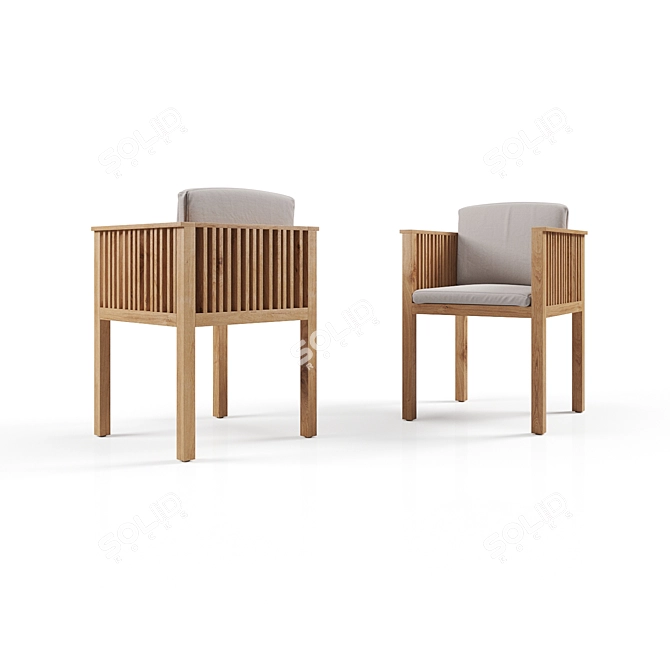 Modern Wooden Outdoor Chair 3D model image 2