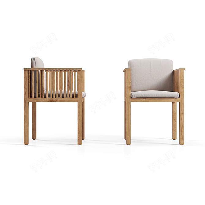 Modern Wooden Outdoor Chair 3D model image 3