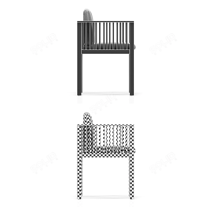 Modern Wooden Outdoor Chair 3D model image 4