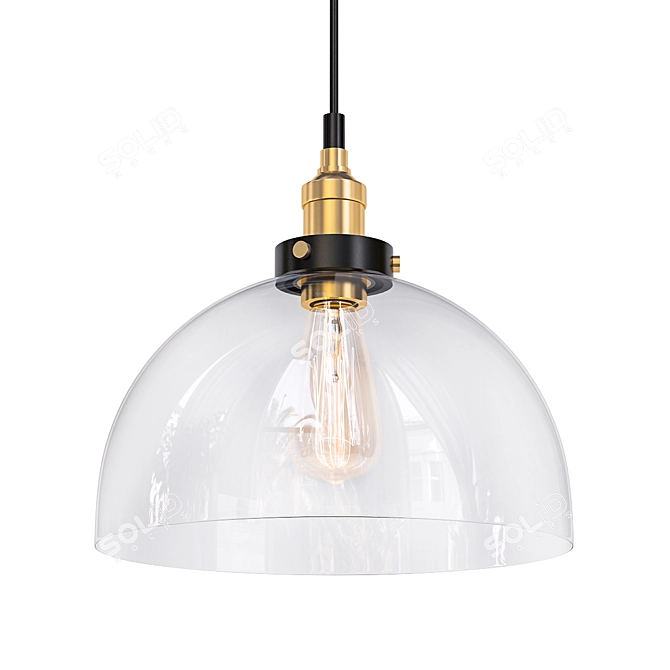 Vintage Clear Glass Pendant Light 3D model image 1