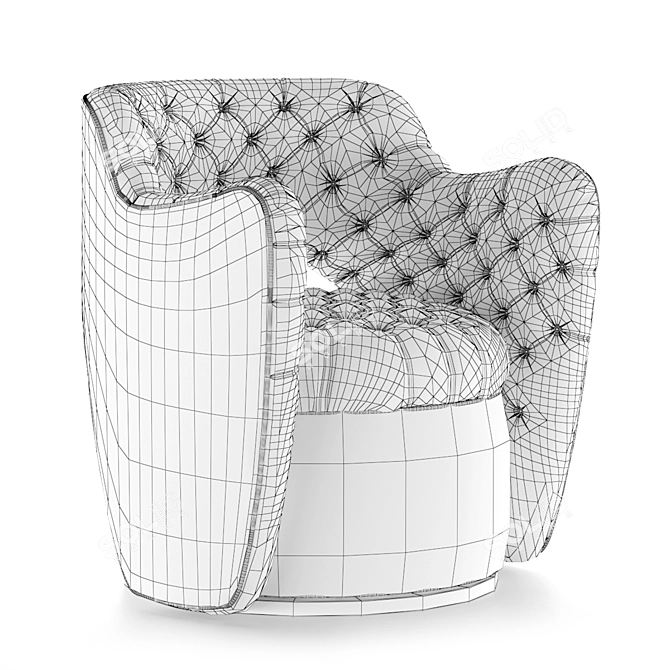 Luxurious Velvet Swivel Chair 3D model image 5