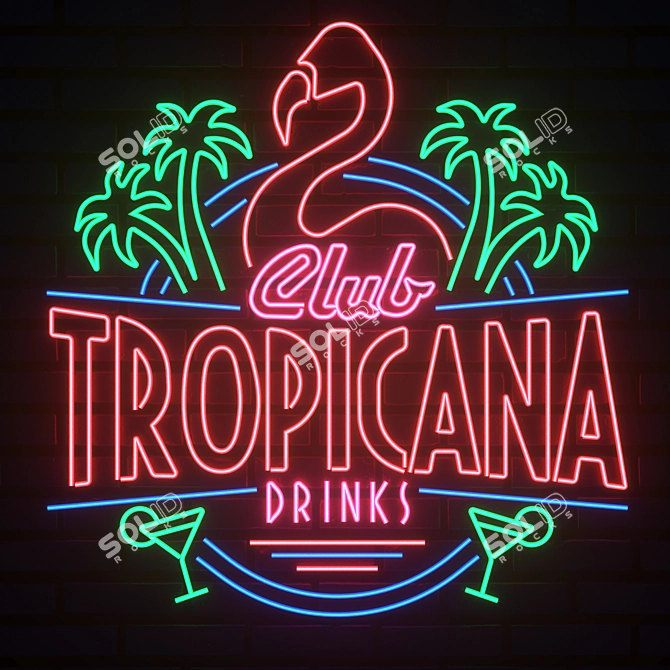 Neon Sign Set: Customizable & Eye-Catching 3D model image 4