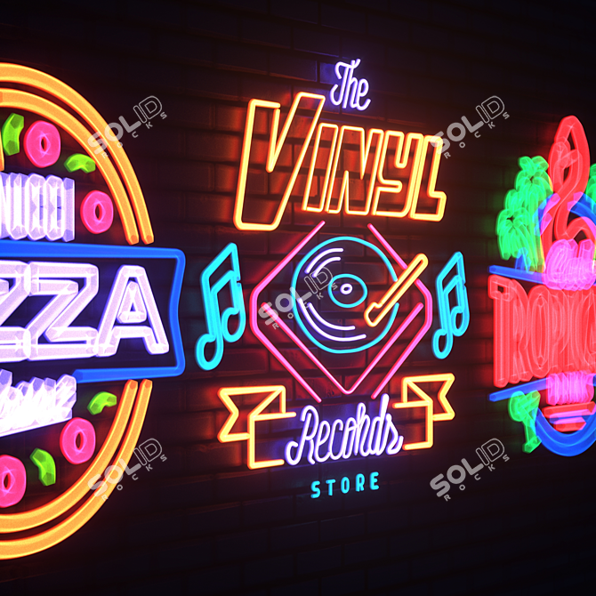 Neon Sign Set: Customizable & Eye-Catching 3D model image 5