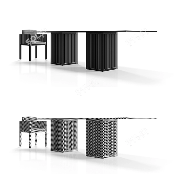 Marble Top Rectangular Table 3D model image 8