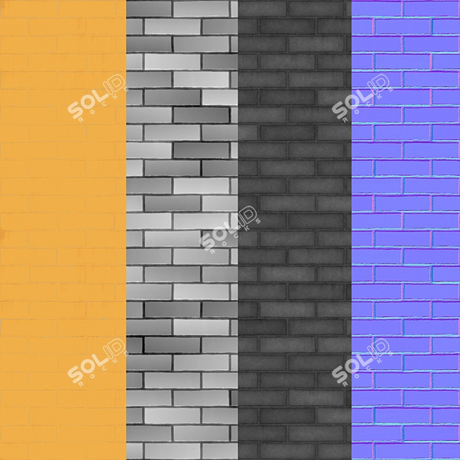 Vibrant Painted Brick Tiles: Orange, Red, Yellow, Pink 3D model image 3