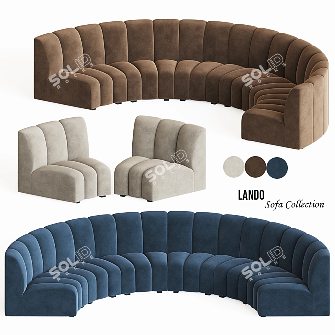 Elegant Velvet Modular Sofa 3D model image 1