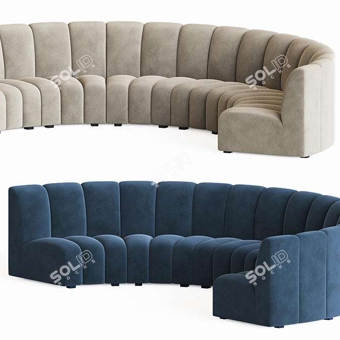 Elegant Velvet Modular Sofa 3D model image 2