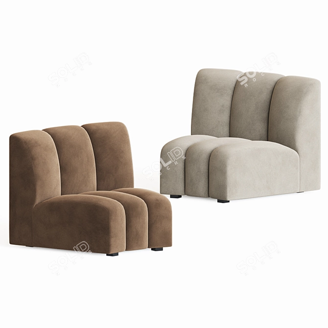 Elegant Velvet Modular Sofa 3D model image 3