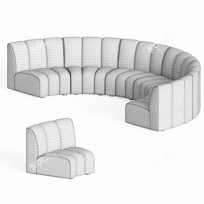 Elegant Velvet Modular Sofa 3D model image 4