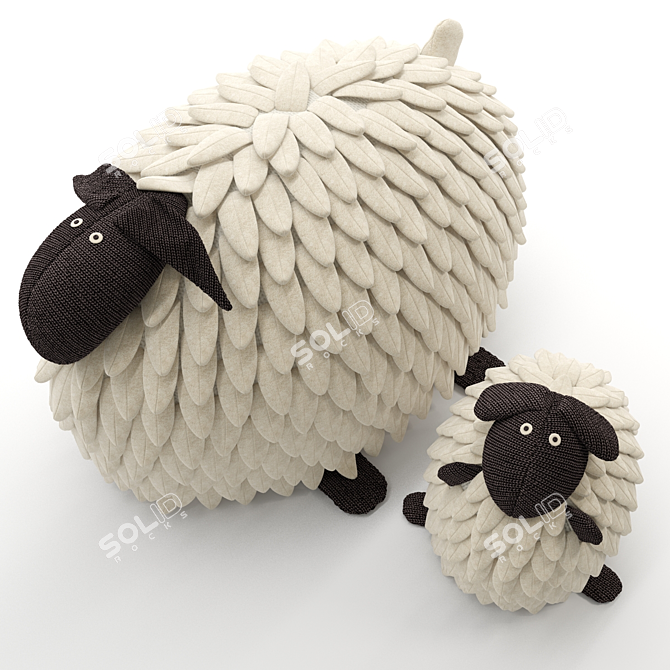 Fluffy Sheep Pillow 3D model image 1