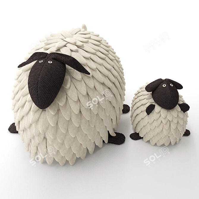 Fluffy Sheep Pillow 3D model image 2