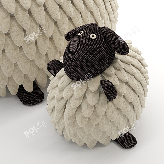 Fluffy Sheep Pillow 3D model image 3