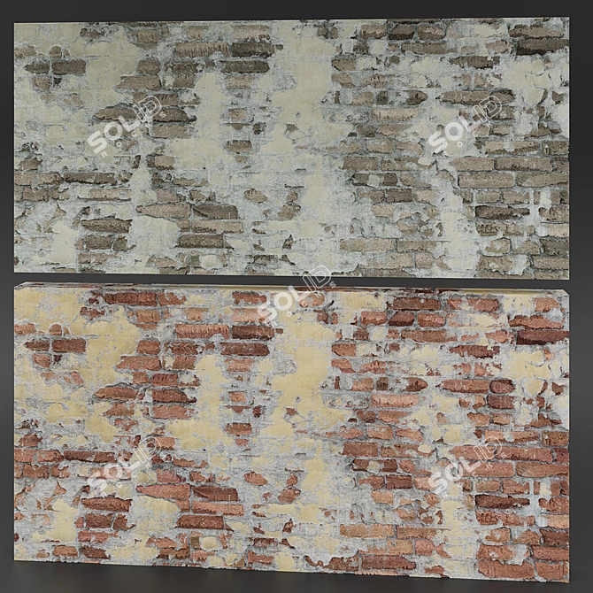 Weathered Brick Wall 3D model image 3