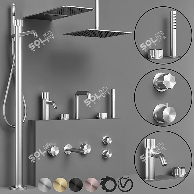 Quadro Modo Bathroom Faucet Set 3D model image 1